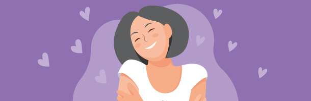 Ilustração de uma mulher feliz. 