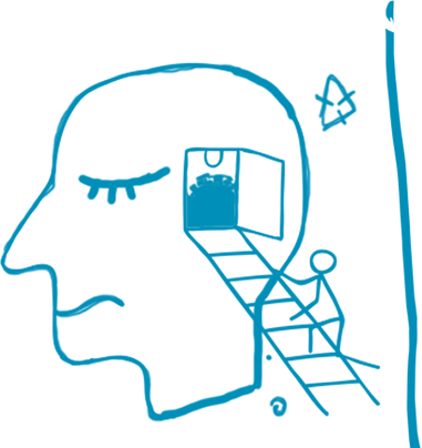 Ilustração perfil de um rosto com mente aberta - transtornos mentais. 